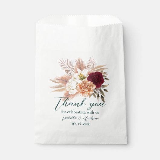 Emerald Floral Wedding Bedankt Bag Bedankzakje (Voorkant)