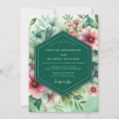 Emerald Floral Whimsy Wedding Kaart (Voorkant)