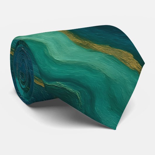 Emerald Flow Marble Texture Stropdas (Opgerold)