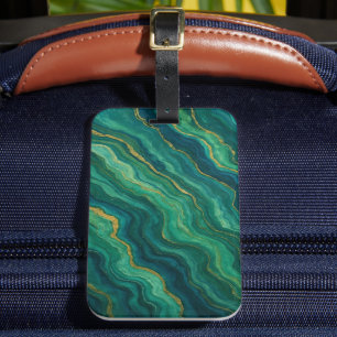 Emerald Flow Marmer Textuur Bagagelabel
