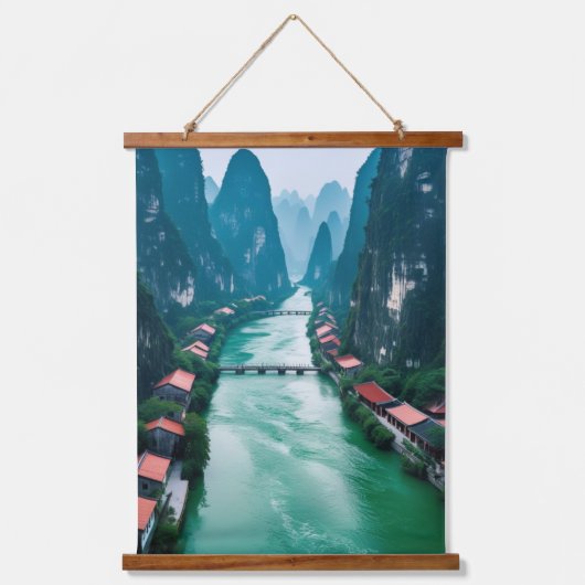 Emerald Flow: wandtapijt van de Schilderachtig Mou Hangend Wandkleed (Voorkant)