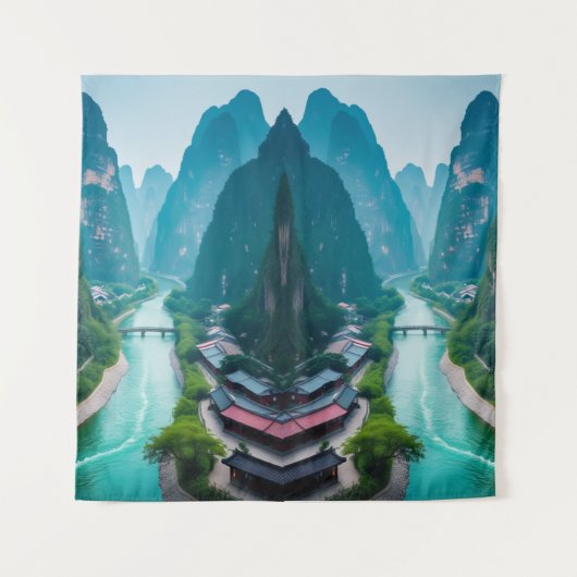 Emerald Flow: wandtapijt van de Schilderachtig Mou Wandkleed (Voorkant)