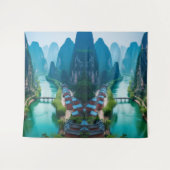 Emerald Flow: wandtapijt van de Schilderachtig Mou Wandkleed (Voorkant (horizontaal))