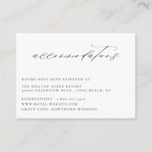 Emerald Forest Groene Bruiloft Accommodaties Informatiekaartje (Voorkant)