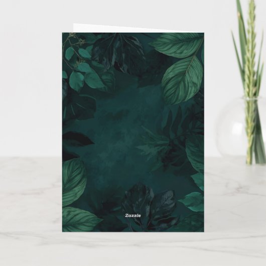Emerald Forest Mood – Deep Green Botanical Design Kaart (Achterkant)