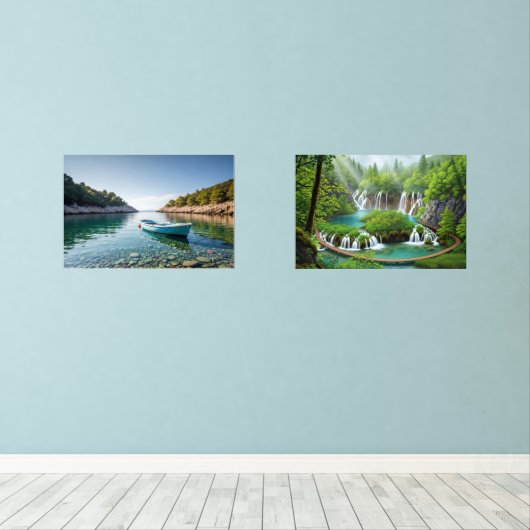 Emerald Forest Waterfalls and  Muurkunst Sets (Houten vloer)