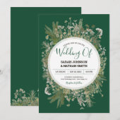 Emerald Forrest Green Faux geperste bloemen bruilo Kaart (Voorkant / Achterkant)