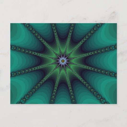 Emerald Fractal Starburst Briefkaart (Voorkant)