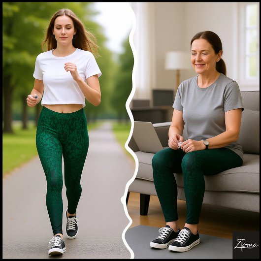 Emerald Fragmented Abstract Black Ombre Pattern Leggings