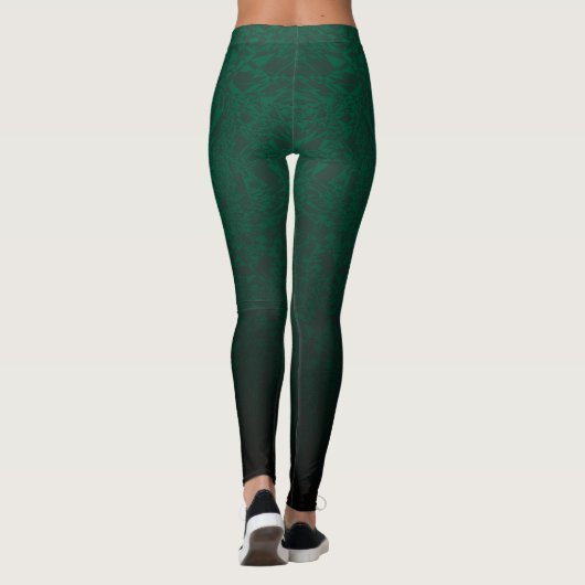 Emerald Fragmented Abstract Black Ombre Pattern Leggings (Achterkant)