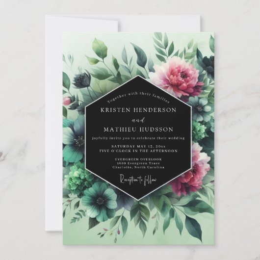 Emerald Fuchsia Vesper Wedding Kaart (Voorkant)