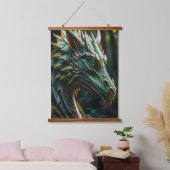 Emerald Gaze Groene Draak Fantasie Hangend Wandkleed (Slaapkamer)