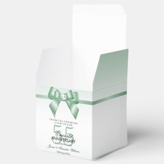 Emerald Gem Bow & Ribbon 55th Wedding Jubileum Bedankdoosjes (Geopend)