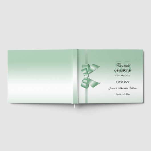 Emerald Gem Bow & Ribbon 55th Wedding Jubileum Gastenboek (Volledig)