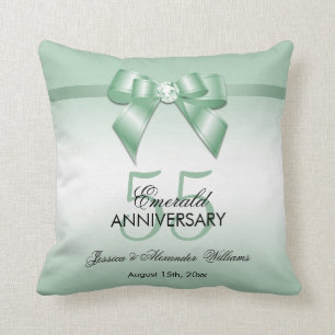 Emerald Gem Bow & Ribbon 55th Wedding Jubileum Kussen
