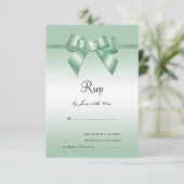 Emerald Gem Bow & Ribbon 55th Wedding Jubileum RSVP Kaartje (Staand voorkant)