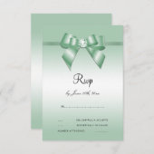 Emerald Gem Bow & Ribbon 55th Wedding Jubileum RSVP Kaartje (Voorkant / Achterkant)