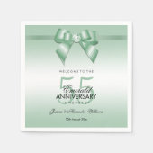 Emerald Gem Bow & Ribbon 55th Wedding Jubileum Servet (Voorkant)