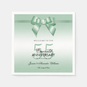 Emerald Gem Bow & Ribbon 55th Wedding Jubileum Servet