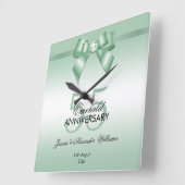 Emerald Gem Bow & Ribbon 55th Wedding Jubileum Vierkante Klok (Hoek)