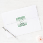Emerald Gem Bow & Ribbon 55th Wedding Jubileum Vierkante Sticker (Envelop)