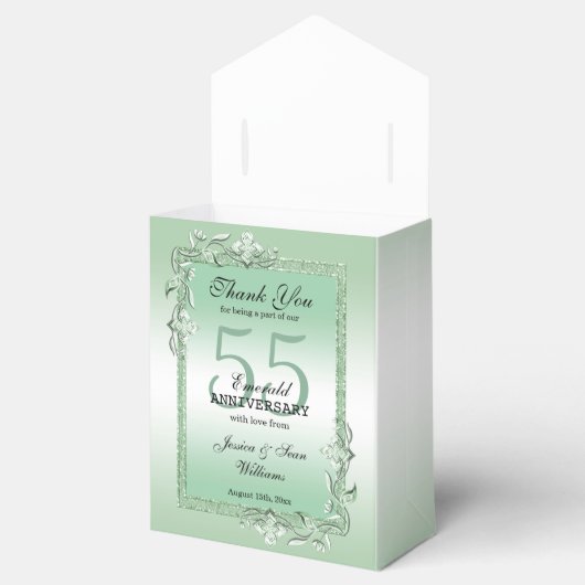Emerald Gem & Glitter 55th Wedding Bedankdoosjes (Geopend)