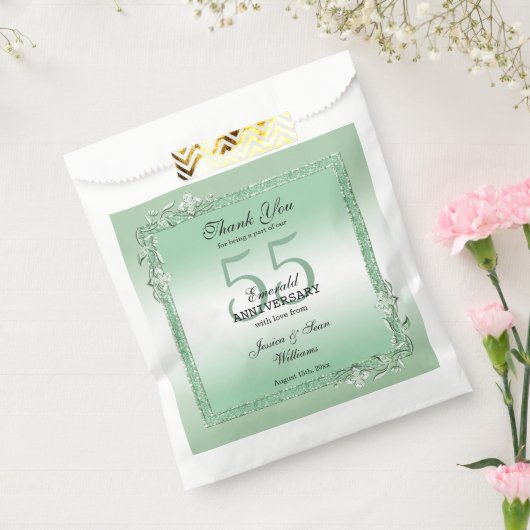 Emerald Gem & Glitter 55th Wedding Jubileum Bedankzakje (Gezegeld)