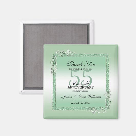 Emerald Gem & Glitter 55th Wedding Jubileum Magneet (Voorkant / Achterkant)