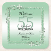 Emerald Gem & Glitter 55th Wedding Kartonnen Onderzetters (Voorkant)