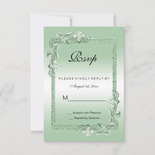 Emerald Gem & Glitter 55th Wedding RSVP (Voorkant)