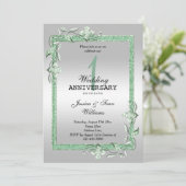 Emerald Gem & Glitter & Silver 1st Wedding Invitat Kaart (Staand voorkant)