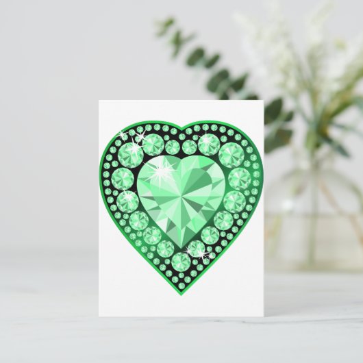Emerald Gem Heart Briefkaart (Staand voorkant)