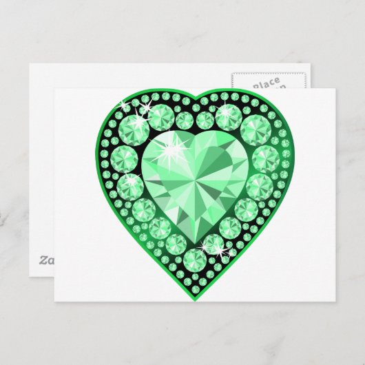 Emerald Gem Heart Briefkaart (Voorkant / Achterkant)