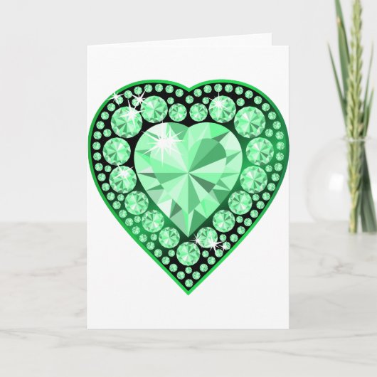 Emerald Gem Heart Feestdagen Kaart (Voorkant)