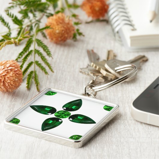 Emerald Gemstone Art, groene Sleutelhanger (Zijkant)