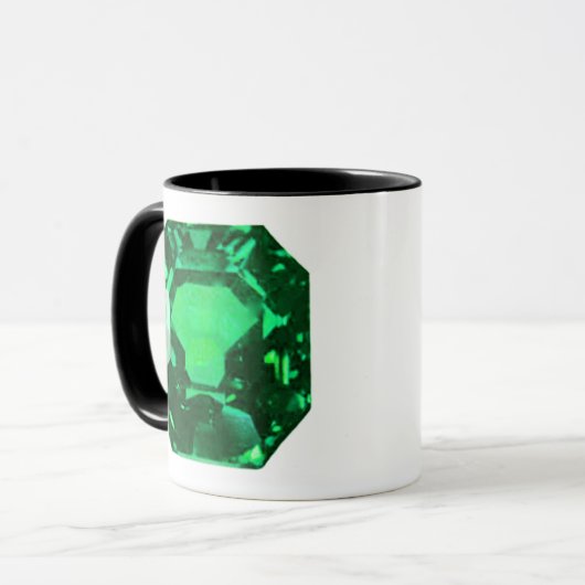 Emerald Gemstone, Birthstone May, Light Green Mok (Voorkant links)