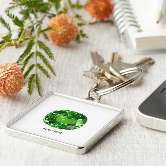 Emerald Gemstone, groen Sleutelhanger (Zijkant)