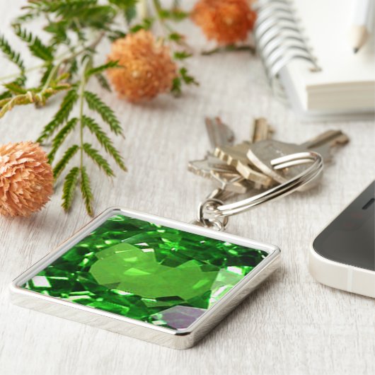 Emerald Gemstone, groene Sleutelhanger (Zijkant)