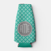 Emerald Geometric Pattern met Monogrammen Flesjeskoeler (Voorkant)