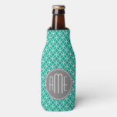 Emerald Geometric Pattern met Monogrammen Flesjeskoeler (Fles Voorkant)