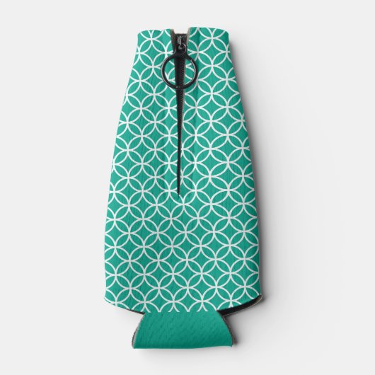 Emerald Geometric Pattern met Monogrammen Flesjeskoeler (Achterkant)