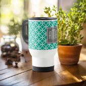 Emerald Geometric Pattern met Monogrammen Reisbeker