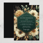 Emerald Gilded Botanical Wedding Kaart (Voorkant / Achterkant)