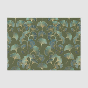 Emerald Ginkgo Elegantie – Luxe Gouden Botanische Tissuepapier
