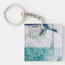 Emerald Girl Green White Ocean dubbelzijdig Sleutelhanger