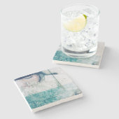 Emerald Girl Green White Shining Ocean Marble Stenen Onderzetter (Zijkant)