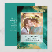 Emerald Glamor | Waterverf en goudfoto Save The Date (Voorkant / Achterkant)