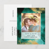 Emerald Glamor | Waterverf foto slaat de datum op Aankondigingskaart (Voorkant / Achterkant)