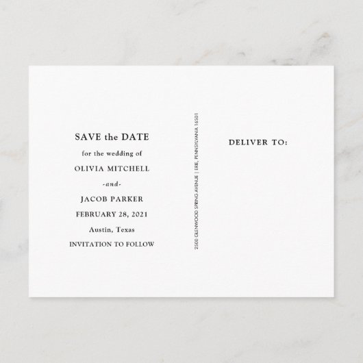 Emerald Glamor | Waterverf foto slaat de datum op Aankondigingskaart (Achterkant)