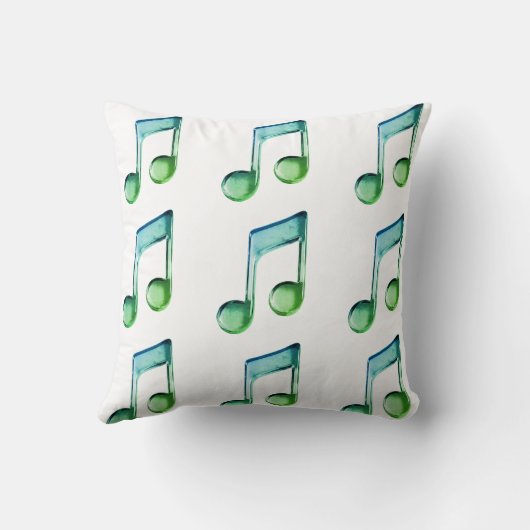 Emerald Glass Rhythms: Translucent Musical Pattern Kussen (Achterkant)
